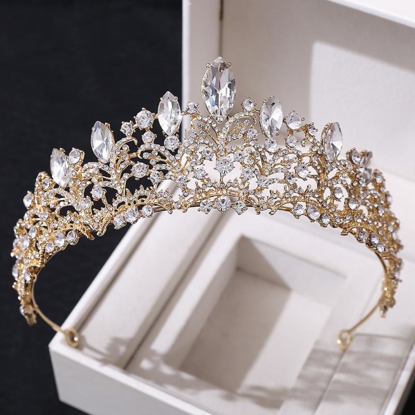 Bridal Blue Crown Huvudbonader Bröllop Födelsedag Krona Huvudbonad Strass Retro Lyxigt hår KC Gold Green Diamond
