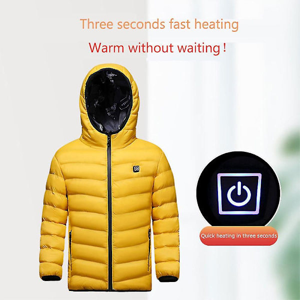 Drenge piger usb elektrisk varmejakke vinter varm frakke Yellow 170cm