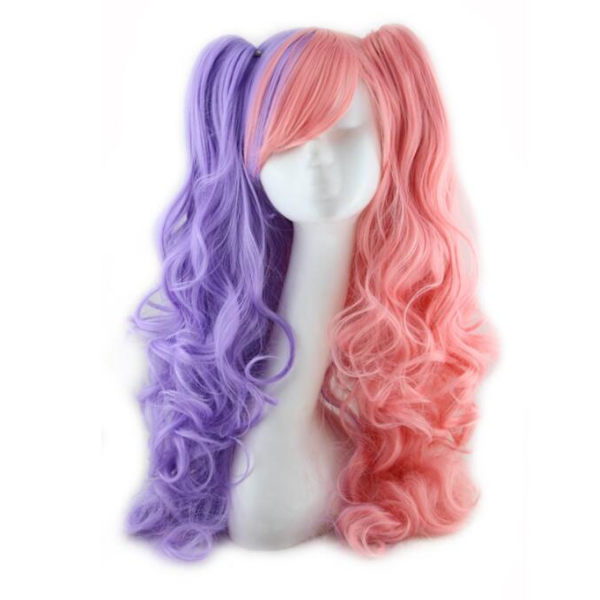Anime Lolita Peruukki, Värikäs Wave Peruukki, Halloween Peruukki pink purple