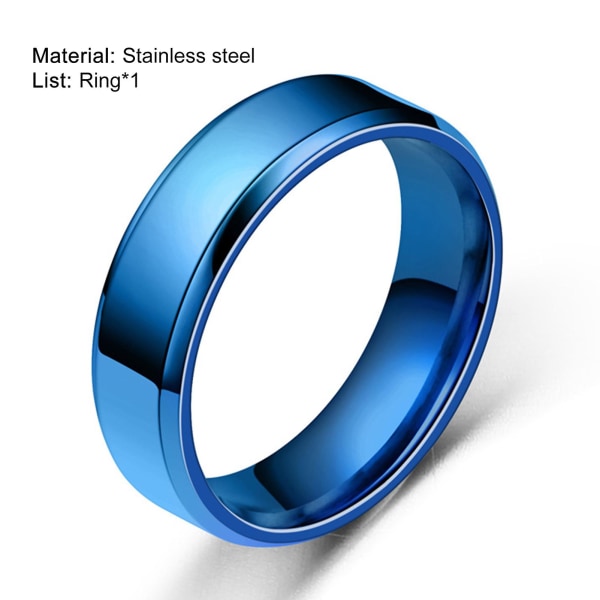 Bred anti-rost män ring rostfritt stål enkel utsökt förlovningsring mode smycken Blue US 12