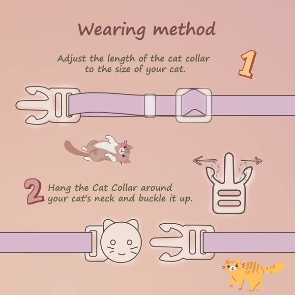 Katthalsband i 2 delar i bomull med klocka, rosa blomsterhänge, söt katthalsband, katthalsband, perfekt för flickor, katter, pojkar, katter