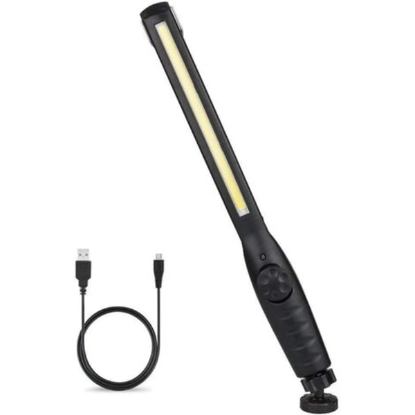 USB uppladdningsbar arbetslampa COB inspektionsljus ficklampa med magnetbas och hängkrok för gör-det-själv, hem, arbete, promenad,