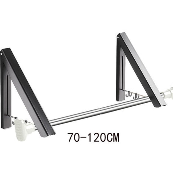 Infällbart klädställ - Väggmonterat hopfällbart klädställ, aluminium, 2 ställ med stång (70-120 cm)