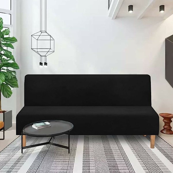 All-inclusive foldesofabetræk ensfarvet elastisk betræk (til 160-190cm Graphene sort sovesofa)，til indendørs og udendørs