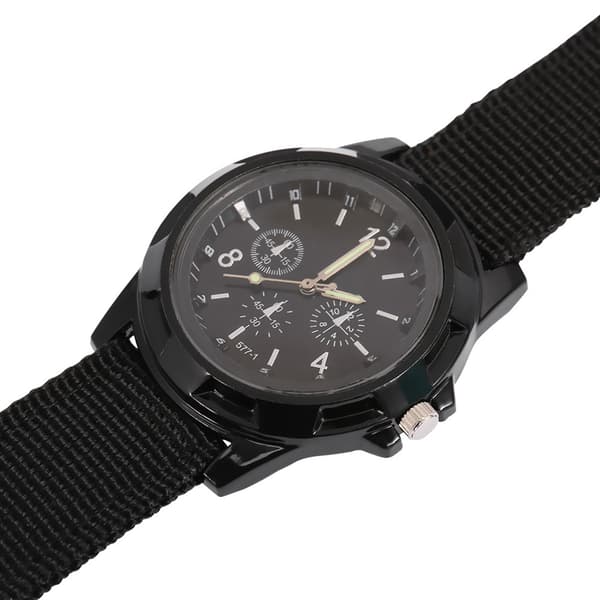 Militär Nylonrem Analog Digital Klocka Svart