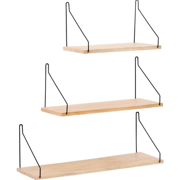 Væghylder, soveværelse, stue, badeværelse, køkken, væghylder, træfarve (sæt med 2)