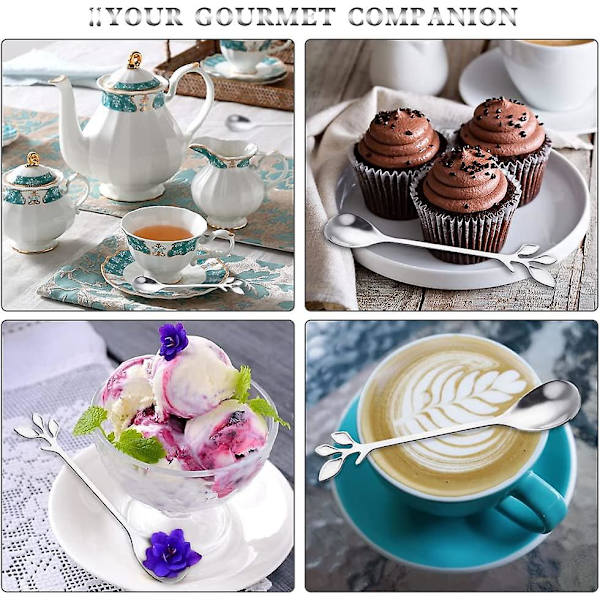 Kaffeske / 12 stykker mini teske/dessertskeer til kaffe, te, budding/rustfrit stål/sølv