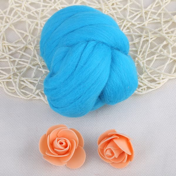 55g Blå Ull Roving Spinning Nålefilting Håndverksmateriale