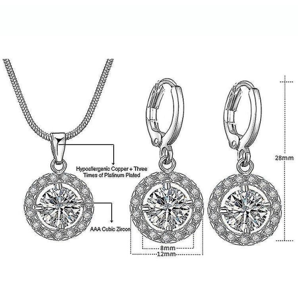 2 st Set Micro Inlaid Crystal Zircon Full Diamond Starry Sky Halsband Örhängen för boll