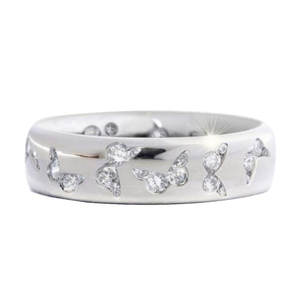 Mode Kvinnor Fjäril Cubic Zirconia Inläggningar Finger Ring Bröllopsfest smycken White US 5