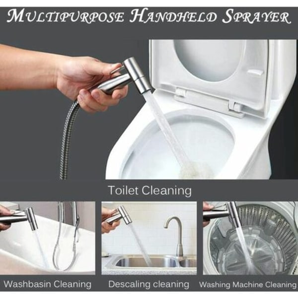 Håndholdt bidetsprøjte - med vandtankkrog og 59" ABS teleskopisk fleksibel bruserslange til VVS, Toilet, Bidet B
