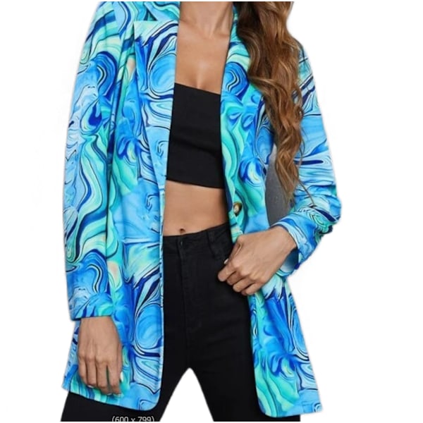 Naisten printed bleiseri blue L