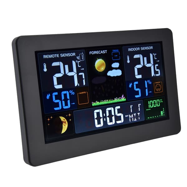 Digital Farve Vejrstation Multi Data Display Baggrundsbelyst Store Tal Termometer Ur til Hjemmekontor US