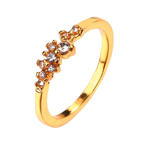 Kvinnor Ring 9 Rhinestones Geometriska Smycken Söt Mode Utseende Fingerring För Bröllop Golden US 6