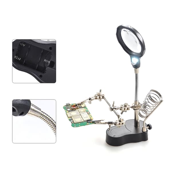LED Lup Lampe Loddestation med Ekstra Clips til Hardware Reparation