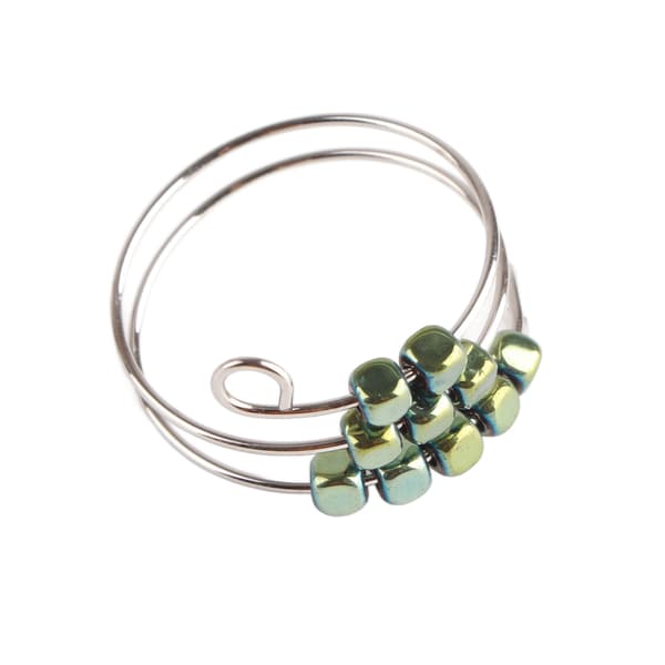 Roterende angstring Stresslindring Perlebesatt Fingerring Gave til venner og familie