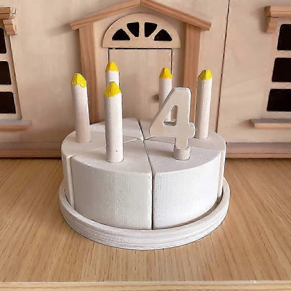 Barns interaktiva lekmaterial Träkakehus Träklossleksak, Ny 2026 Yellow candle