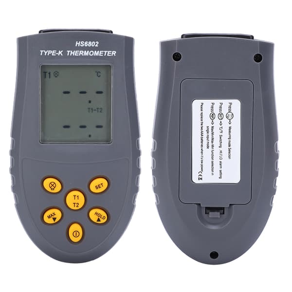 Digital Termometer Dubbelkanal LCD-Skärm Temperaturmätningsutrustning HS6802