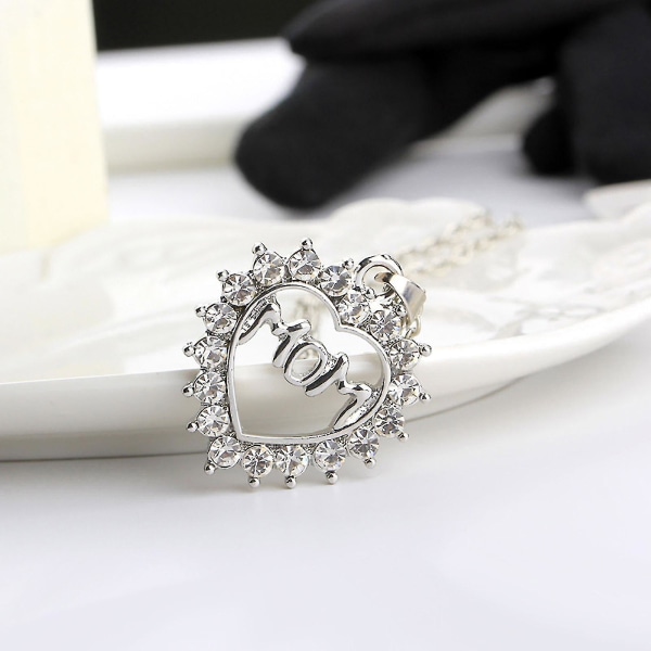 Hjärtformat kristallhänge halsband Smycken Mors dag present till mamma