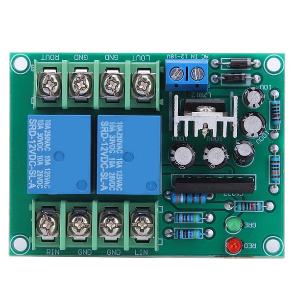 Dual Channel Power On Mute Delay Circuit Board Højttalerbeskyttelse 10A AC 12V til 18V