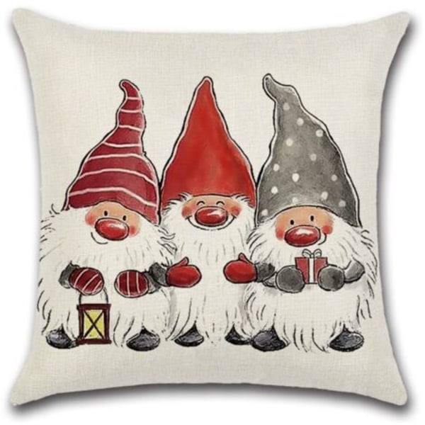 Julepudebetræk, Julemand Pudebetræk Jule Bomuld Hørpude Sofa Pyntepudebetræk (45 x 45cm)