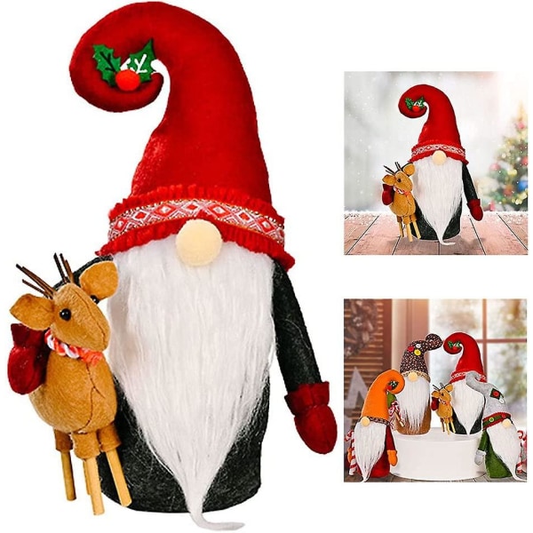 Julenisse med hat julemandsnissedukke Julepynt, plysdukkefigur julemandsdukke Plysalverdukke Dværgfigur julepyntstil3