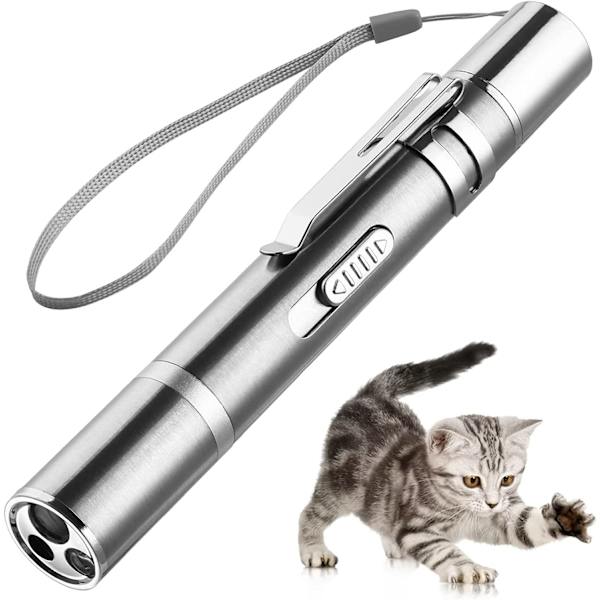 Cat laserleksaker, interaktiva leksaker med röd prick och LED-ljusindikator, 3-läges laserprojektionsstängsel för K