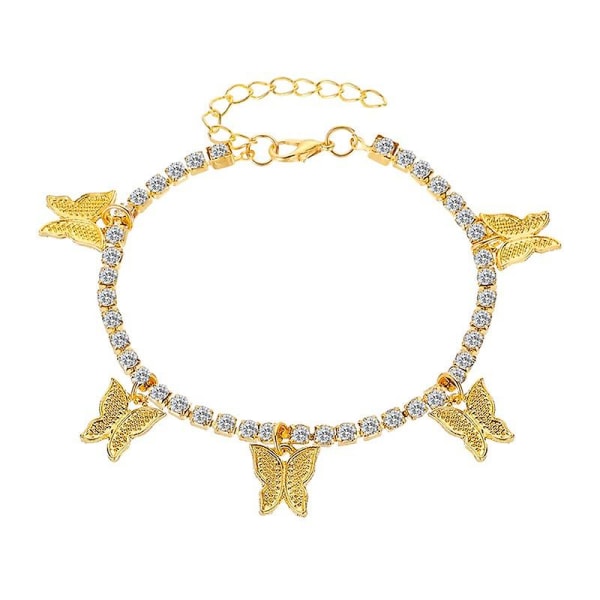 Creative Rhinestone Butterfly Pendant Anklet Dame Simple