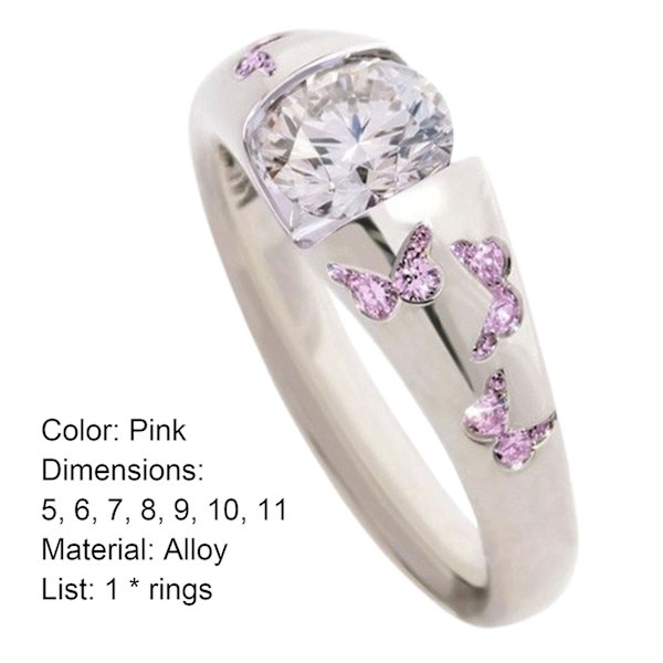 Sormus Perhoskuvio Korut Asusteet Seos Cubic Zirkonia sorminauha naisille US 7