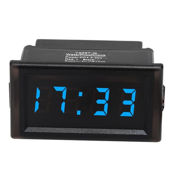 DC 4.5 30V Vandtæt Bil Auto Elektronisk LED Digitalt Ur Blå Display