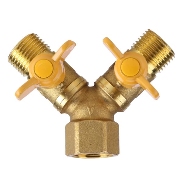 G1/2 Messing Hagevanning 2-veis Dobbel Kran Slangeadapter Dobbel Kranforbindelse