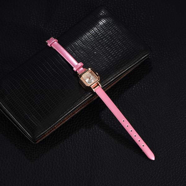 Moderigtigt dame quartz analog ur PU læderrem pink
