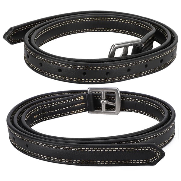 Britisk sadelgjord til hest, blødt læder, mikrofiber, spænde i rustfrit stål, sort
