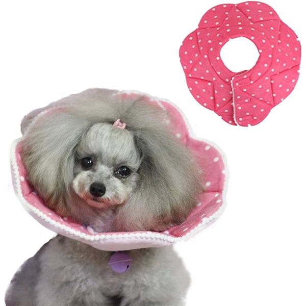Hundehalsbånd, seler og snore, Anti-bid halstørklæde til kæledyr, pink i kronbladstil (XL: halsomkreds 29-35 cm)