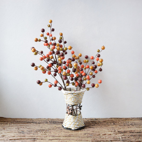 Bär enkelgren röd frukt konstgjord blomma-höstgul (dvärggren)