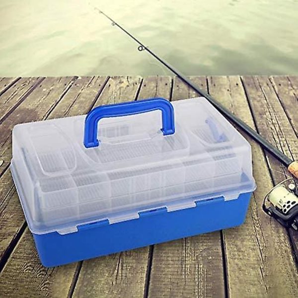 Fiskeopbevaringsboks, 3 lag, plastik fiskegrej tilbehør til lokker, kroge
