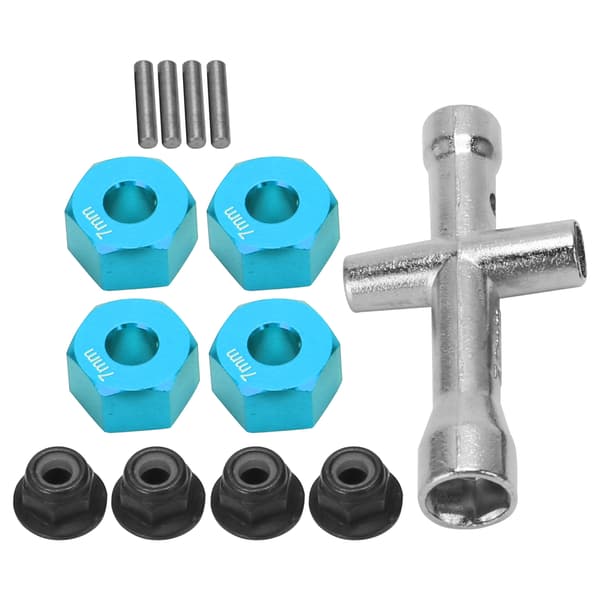 12mm Hex Adapter 7mm Tjock M4 Fläns Låsmutter Kryssnyckel Set för 1 10 RC Bil Blå