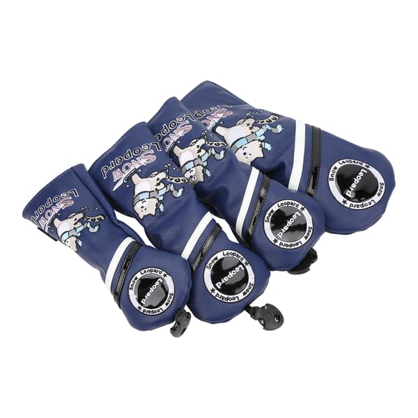 4-delars 1 3 5 UT Golf Headcovers Tecknad Snöleopard Mönster PU Läder Set