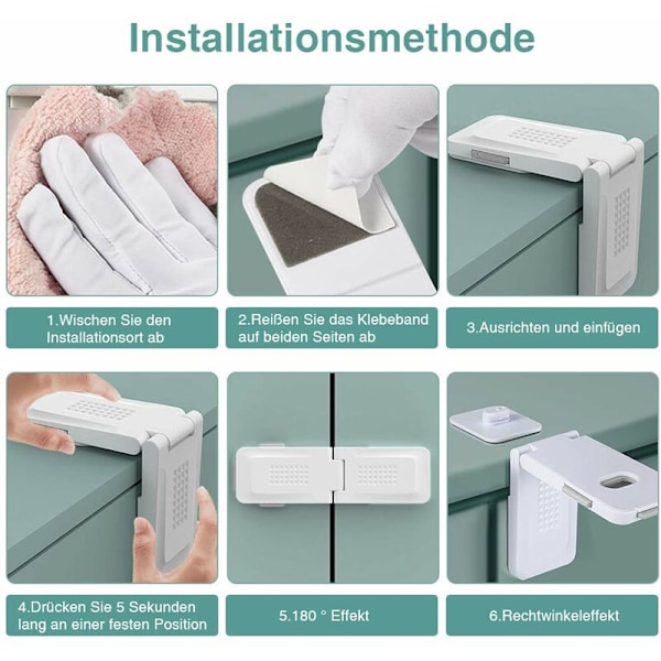 3 stk Diamond retvinklet lås Koldgrå Børnesikkerhed Køleskabslås Hardware Home Supplies