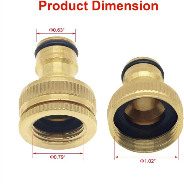 Osa messinkiä puutarhahanan liittimet, 1/2&quot; ja 3/4&quot; 2 in 1 naaras jaettu sovitin