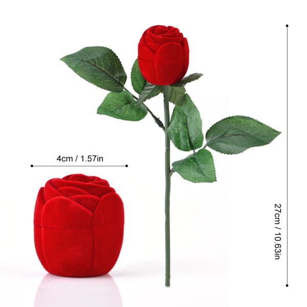 Romantisk Rød Rose Ringeæske - Perfekt til Valentinsdag Smykker og Øreringe!