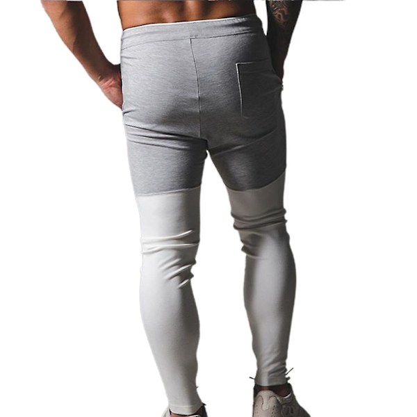 Långa färgblock Slim Fit träningsbyxor för män White M