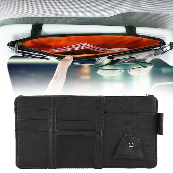 Universal bil solskærm læder CD solbriller kort organizer holder