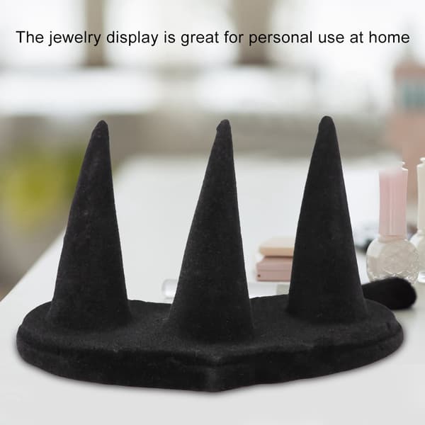 Sort Fløjl 3 Finger Ring Display Holder Smykke Organizer