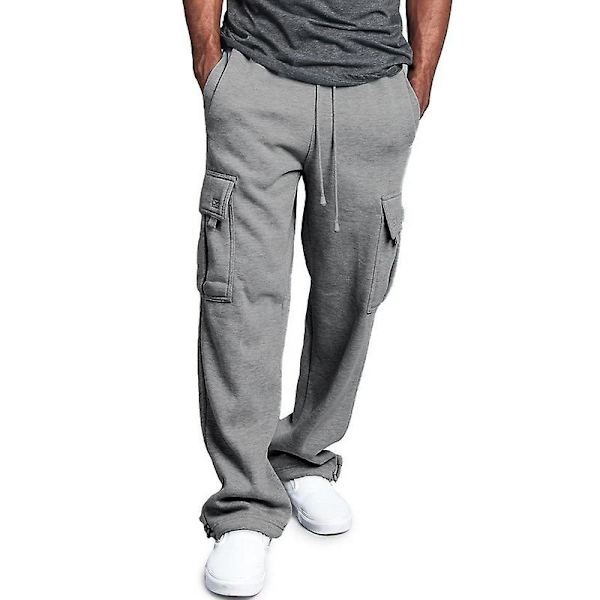 Enfärgade loungebyxor med dragsko för män Grey XL