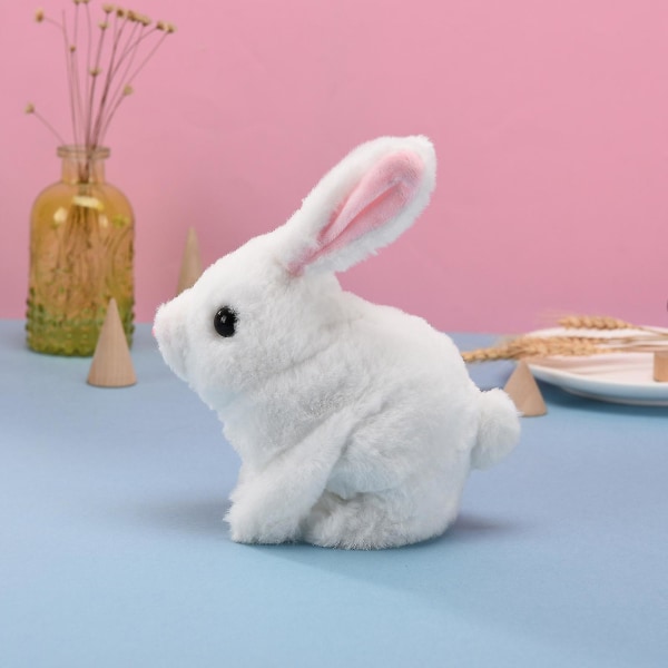 Påskplysch fylld kaninleksak Gå kanin Pedagogiska leksaker för barn, hoppande vicka öron T näsa Grey