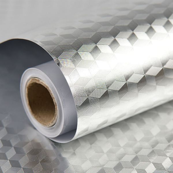 Aluminiumsfolieklistermærke Selvklæbende sølvfolietapet Køkkenfolieklistermærker Rullevandtæt og olietæt Rhomb 40x50