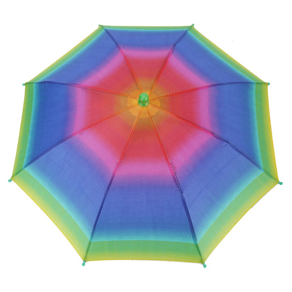 Vikbar Regn Sol Paraply Keps Elastiskt Huvudband Regnbåge