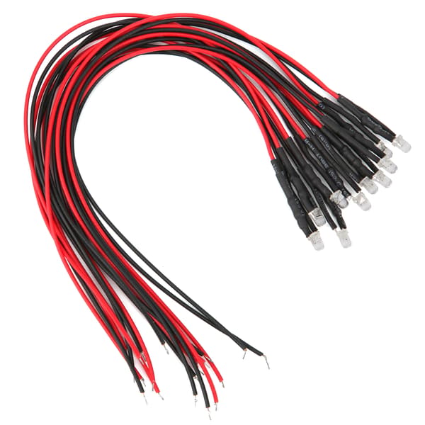 50 stk. LED-lysdiode med rundt hode, ferdigkablet, enkel blinkende modell 12V oransje lys