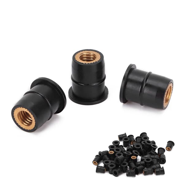 50 st. Gummimutter M6x0.8mm Modifiering för Motorcyklar ATVs Vindrutor Kaross